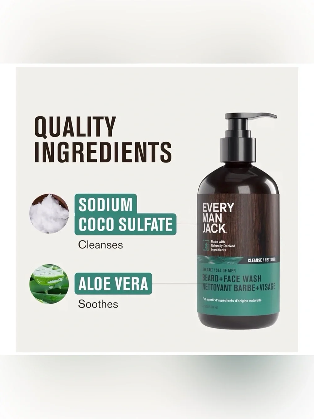 Every Man Jack Sea Salt Beard + Face Wash - Size 6.7fl oz.